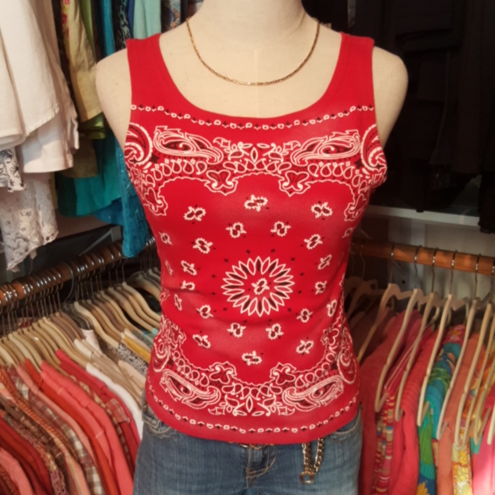 ENERGIE ♡ Sweet Cute 'n Sexy Flawless Vintage Red|Black|White Bandana Tank S/M